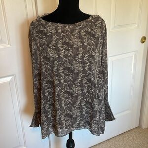 Grade & Gather gray floral sheer top - Large